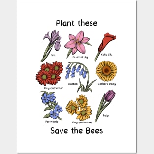 Plant These Save the Bees Botanical Vintage Floral Botanists Posters and Art